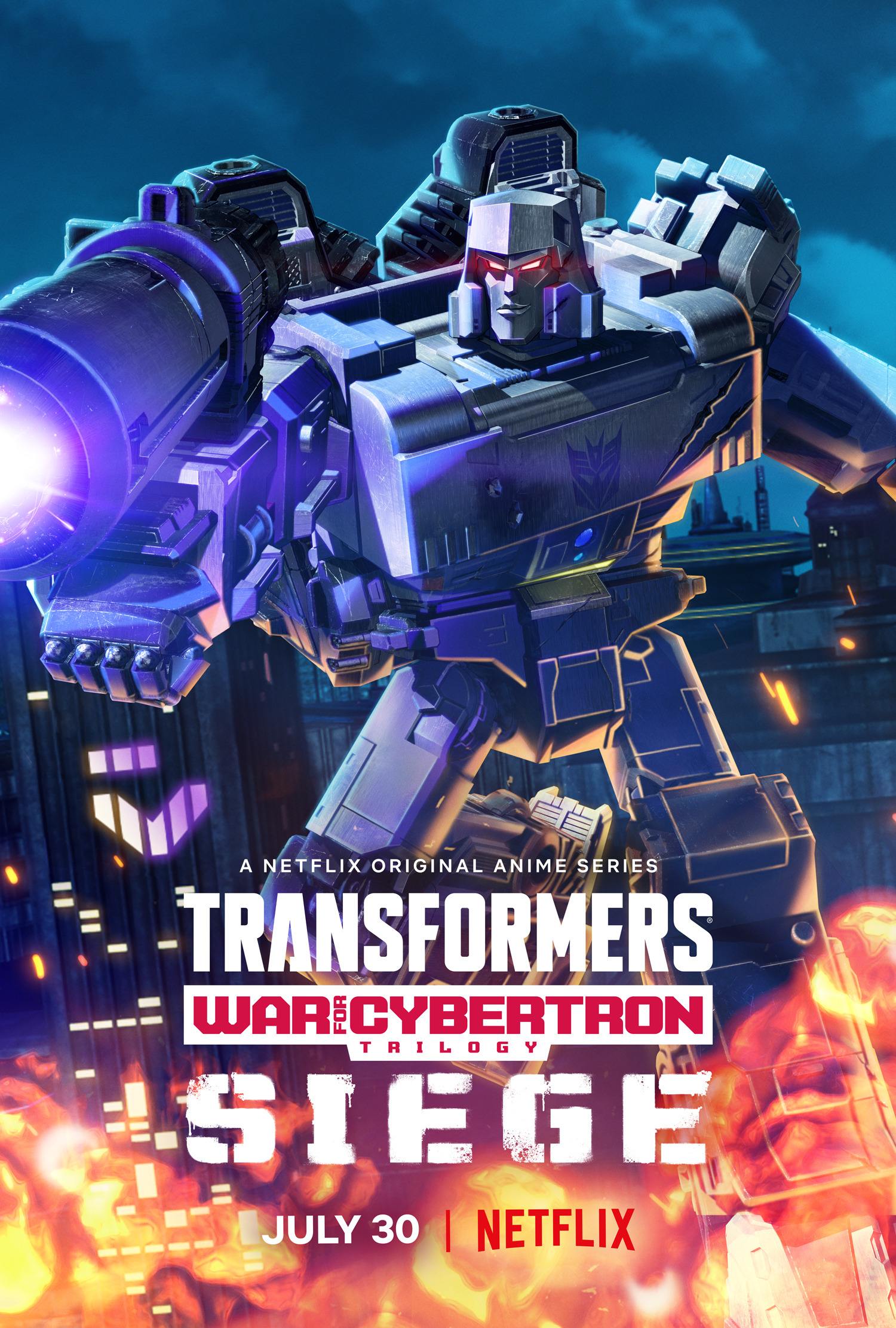 Transformers trilogy. Трансформеры трилогия Нетфликс. Transformers Siege Megatron Постер.