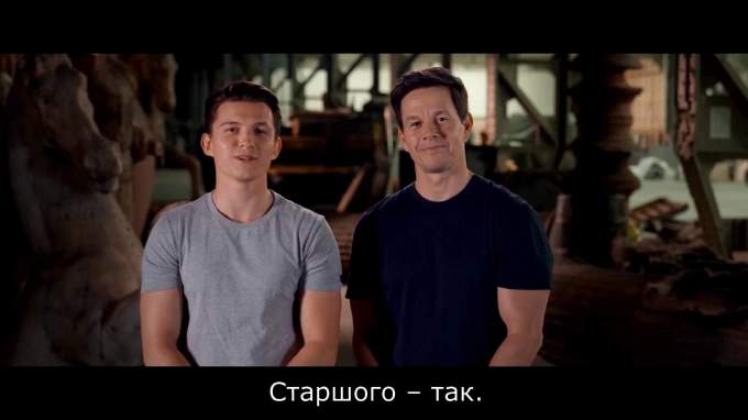 Том Холланд и Марк Уолберг за кадром фильма «Uncharted: Неизведанное»