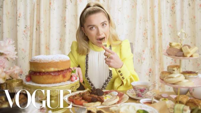 Флоренс Пью пробует 11 очень английских блюд (для Vogue)