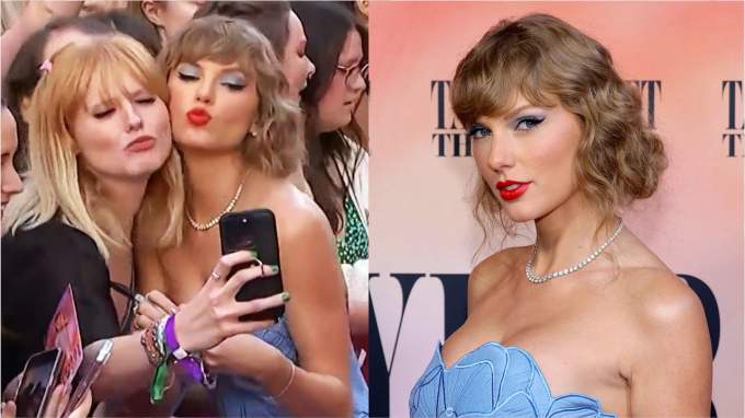 Тейлор Свіфт у блакитній сукні на прем'єрі свого фільму-концерту «Taylor Swift: The Eras Tour»